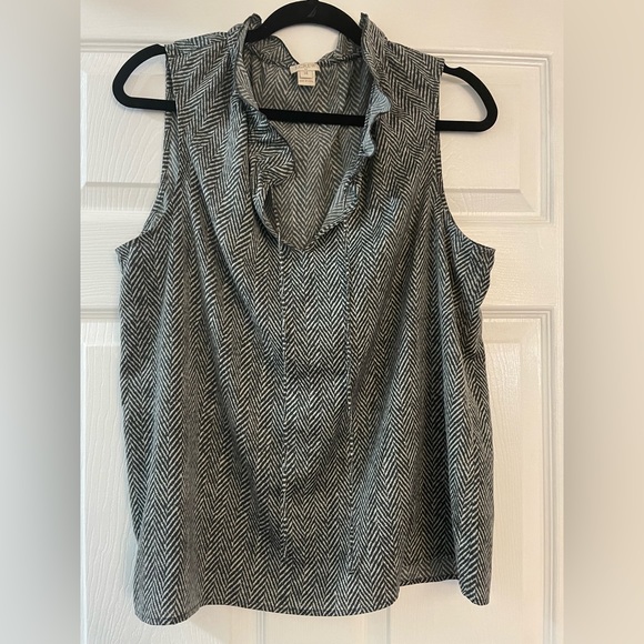 J Jill EUC women’s sleeveless top. Grey color. Size 14. Strings on front of top - Picture 1 of 9